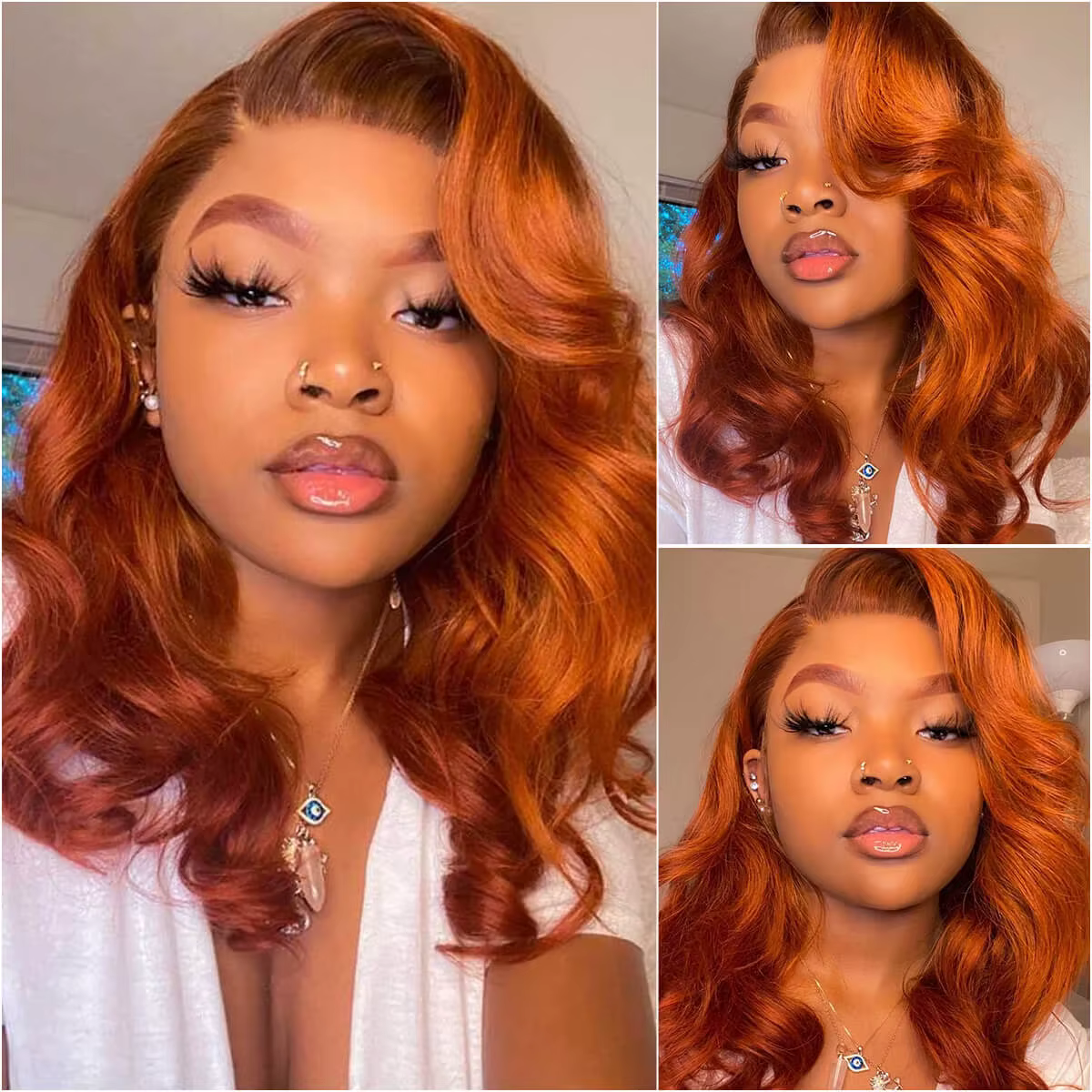 Perruque de gingembre cheveux humains Orange vague de corps Bob perruque sans colle perruque 4x4 Hd