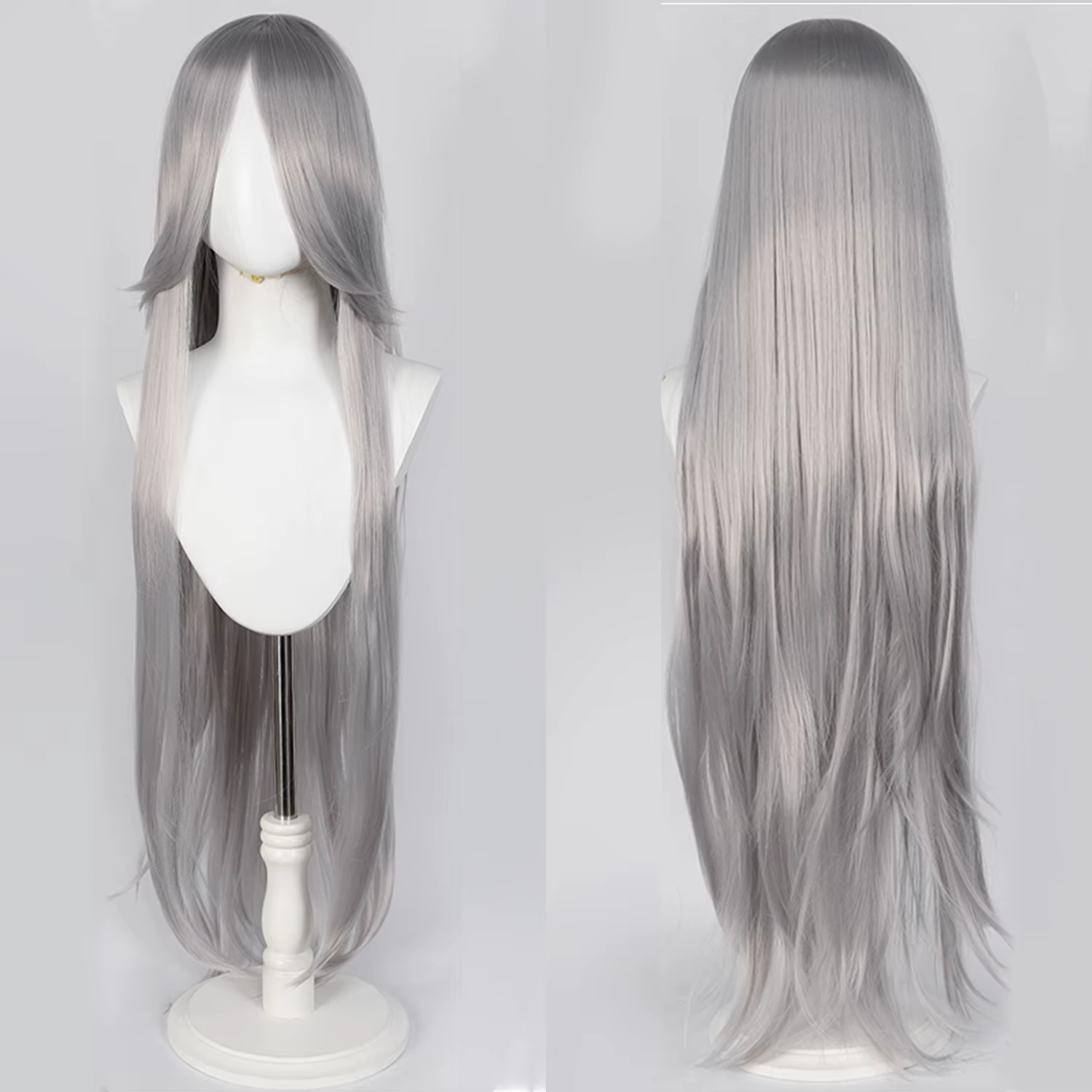Perruque de Cosplay synthétique longue et lisse de 100CM avec frange, perruque de Cosplay rose viole