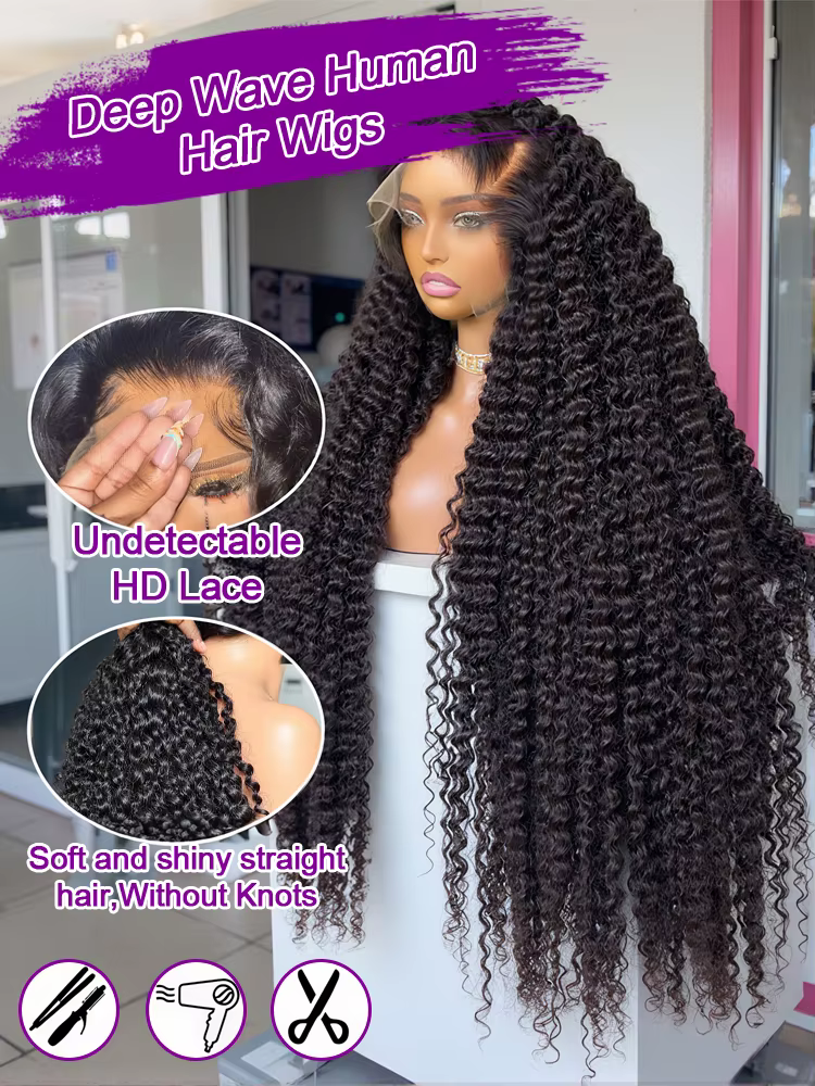Perruque brésilienne en cheveux humains, ondulations profondes, 13x4 13x6, dentelle HD, 30 40 pouces