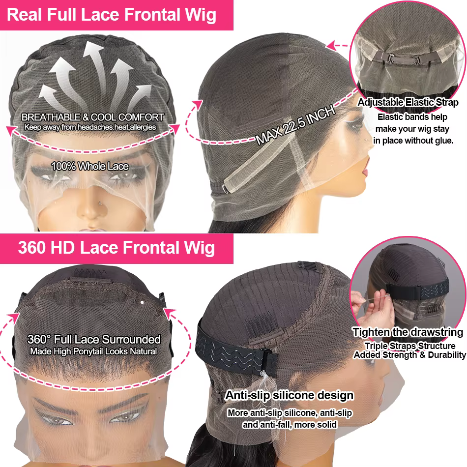 Perruque Lace Front Wig brésilienne lisse, cheveux brésiliens transparents, aspect naturel, naissanc