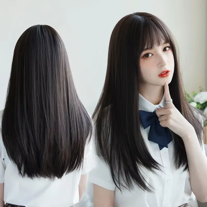 Extensions de cheveux synthétiques JK pour filles, perruque de Cosplay avec frange à Air, couvre-têt