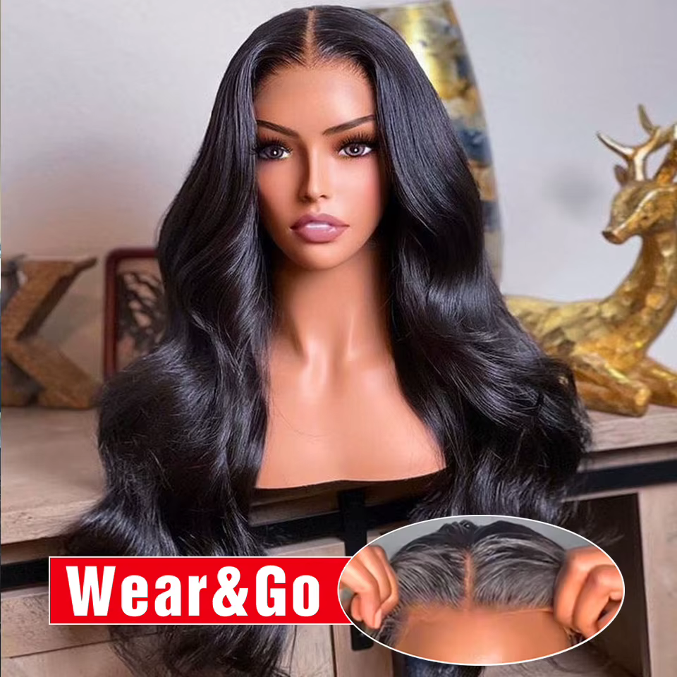 Perruque sans colle cheveux humains prêt à porter pré-plumée pré-coupée sans colle perruques pour le