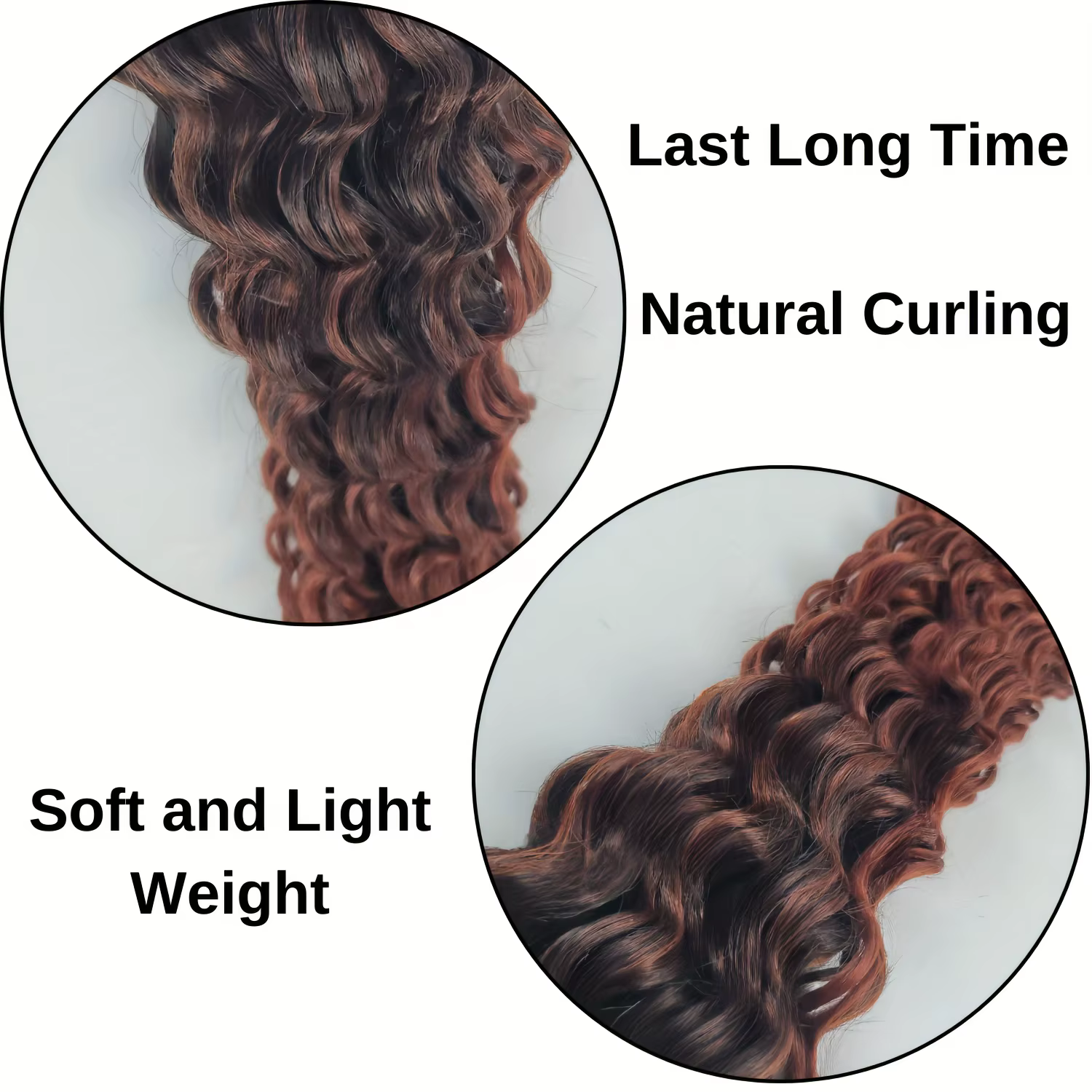6 tresses Boho 24" | Marron ombré | Synthétique pré-étiré | Longues ondulées, brillantes | V