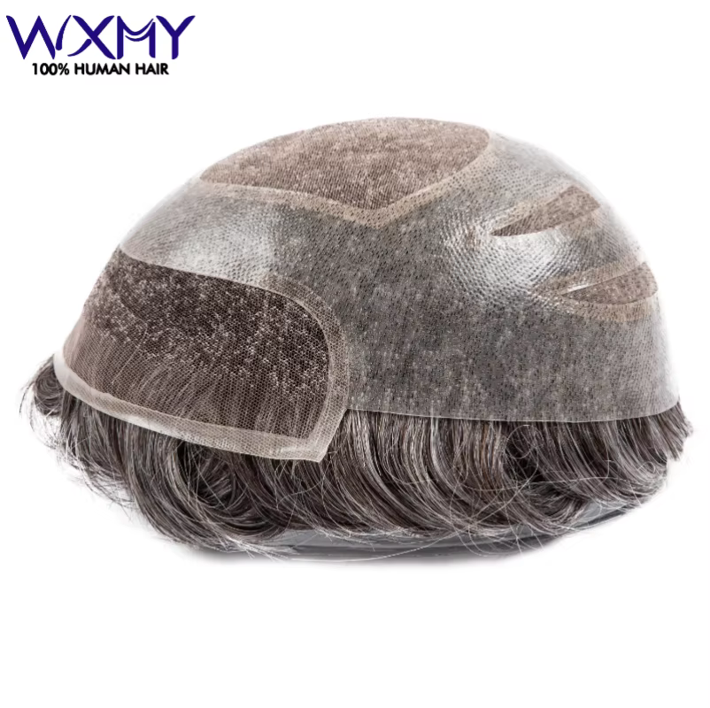 Toupet hommes perruque mâle cheveux prothèse Versalite Mono & Pu avec suisse dentelle avant 100% per