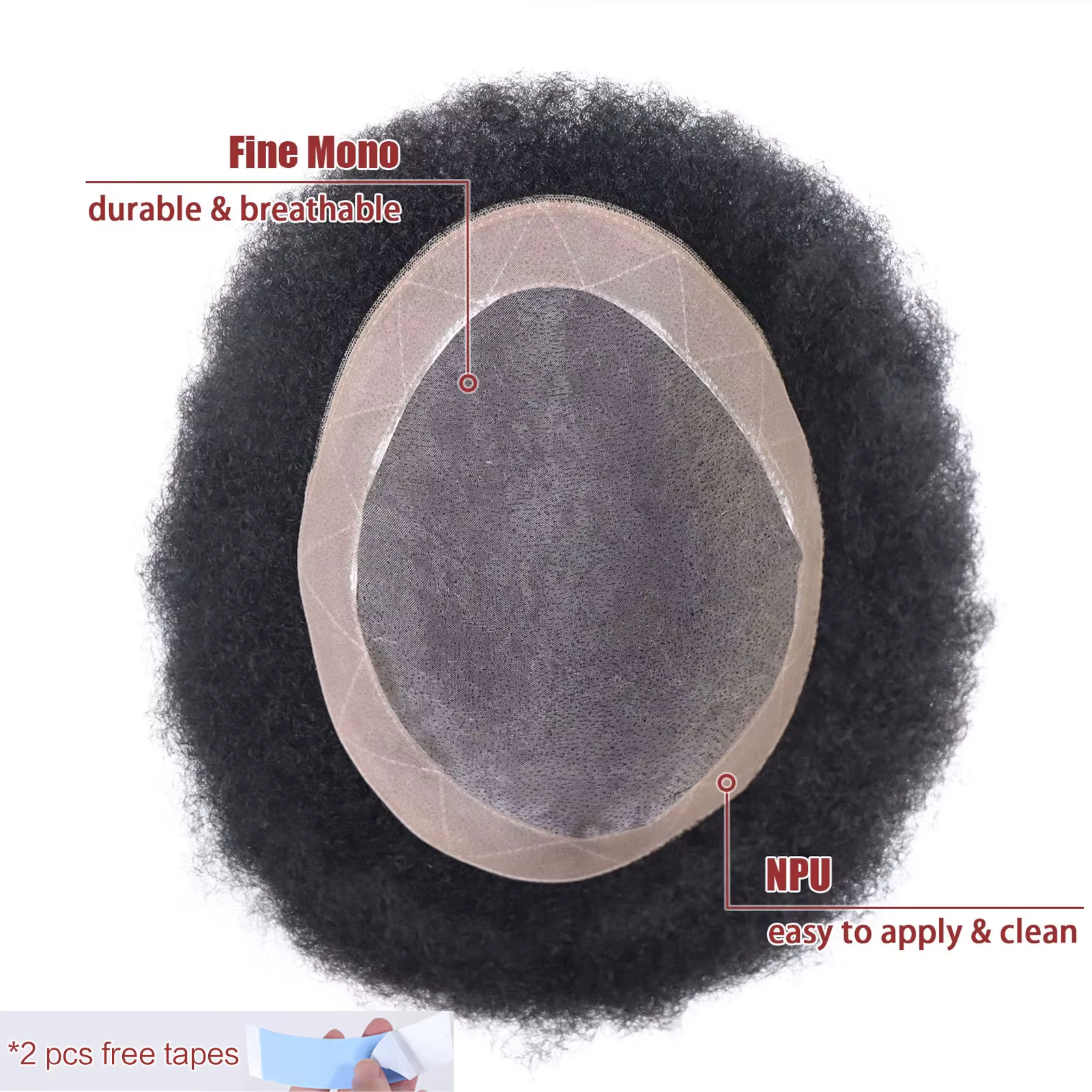 Perruque Afro Kinky Curly Full Lace pour Homme, Toupet en Cheveux Humains, Lace PU Around, Perruque 