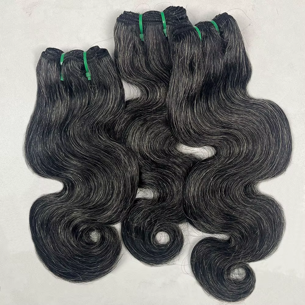 Paquets de cheveux humains de vague de corps brut sel et poivre P1b/gris non transformés Extensions