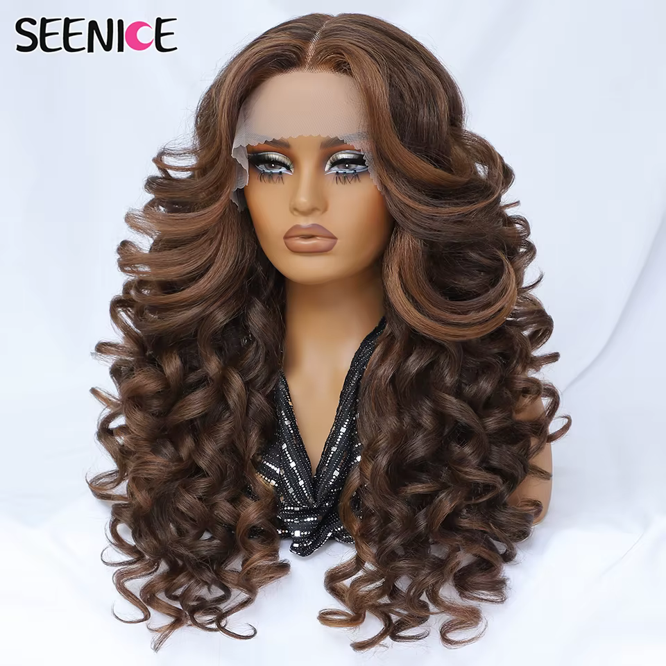 Latisha – perruque Lace Front Wig synthétique bouclée Afro, 24 pouces, 13x4,5x1, cheveux de Cosplay,