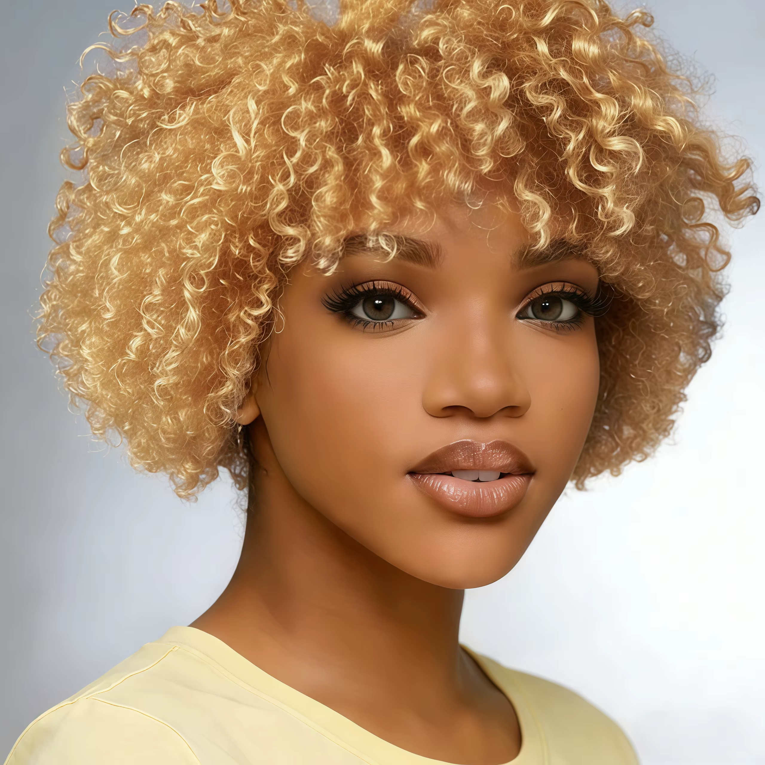Perruque Pixie Cut en cheveux humains, cheveux courts bouclés et dégradés avec frange pour femmes, p