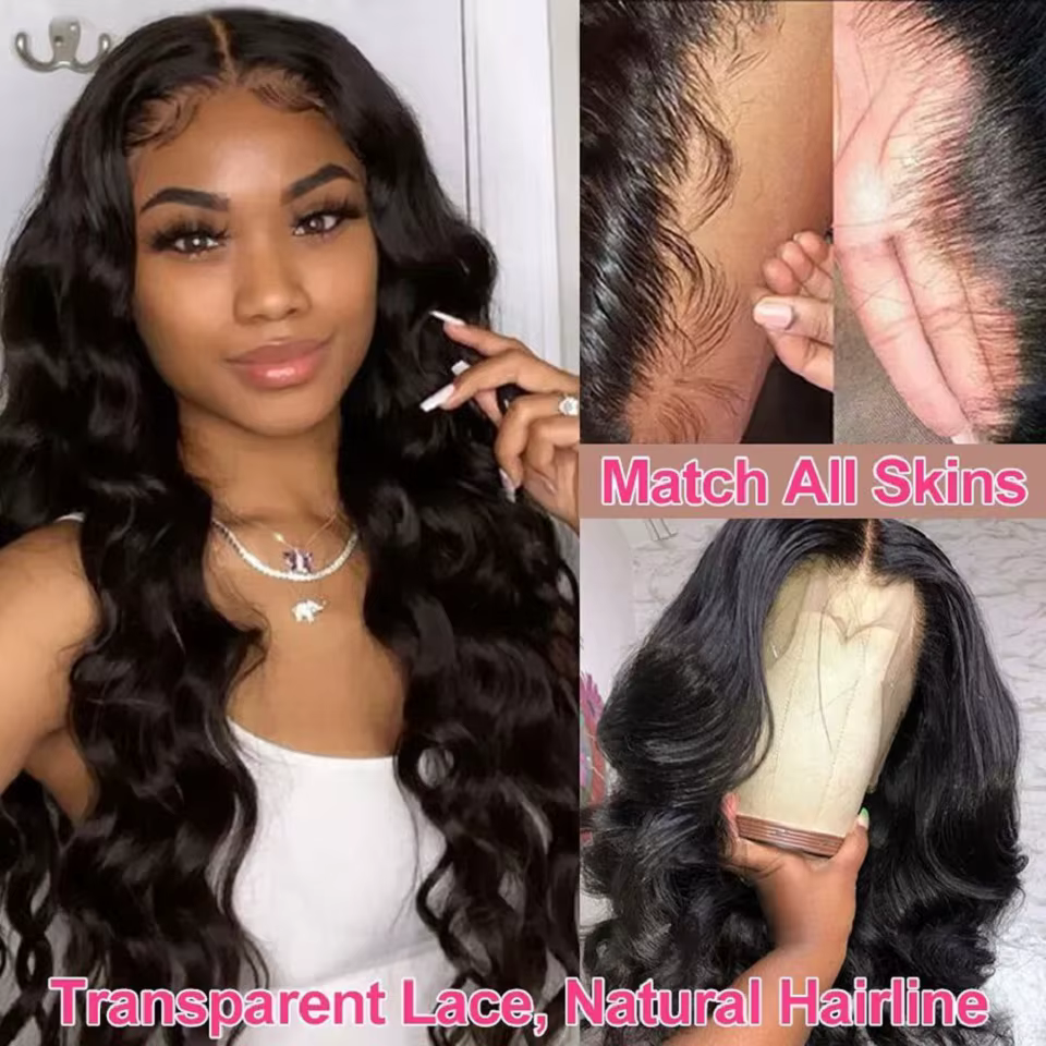 Perruque Lace Front Wig Body Wave brésilienne HD transparente, cheveux 100% naturels, 13x4, 13x6, 36