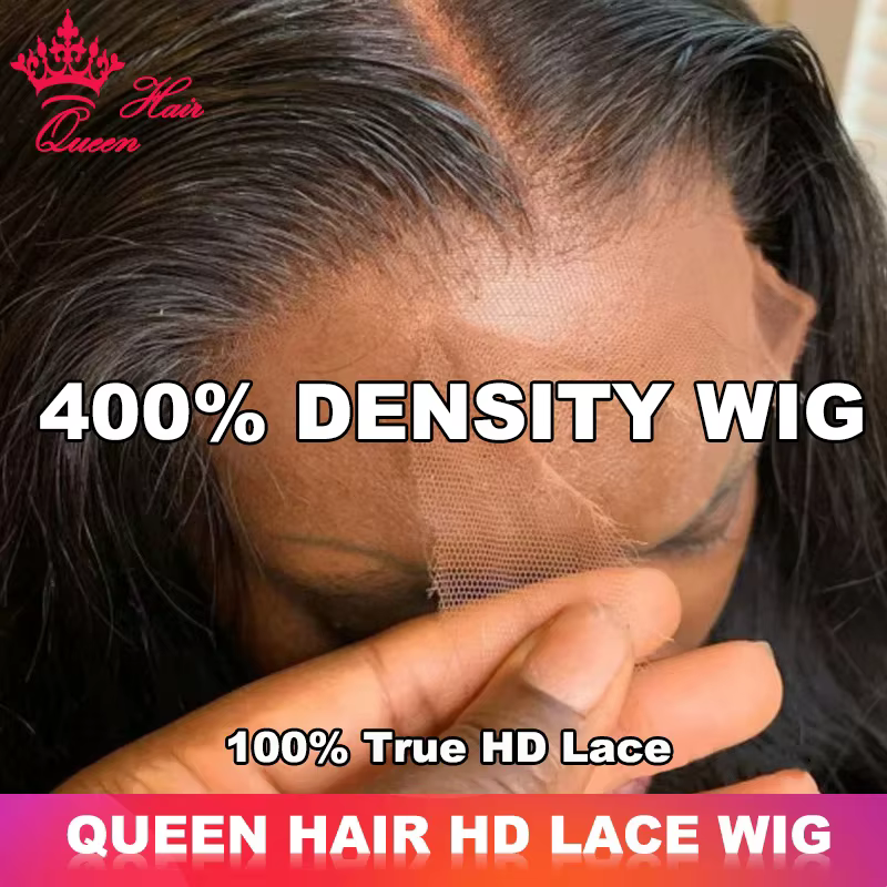 Perruque Queen Hair à haute densité 400 %, Real HD Lace, cheveux humains bruts, frontal complet 13x4