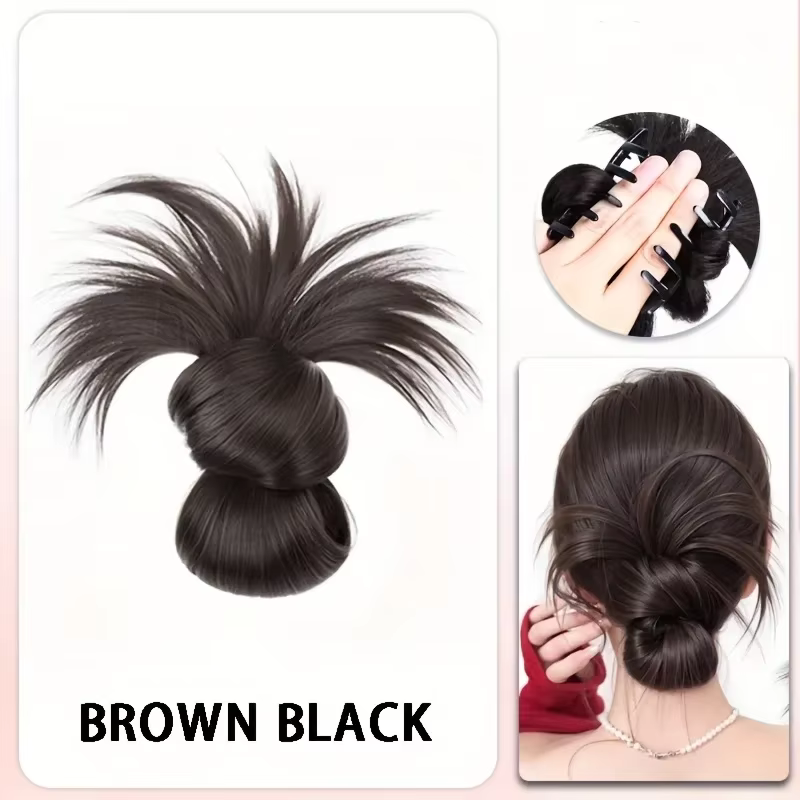 Pince à cheveux synthétique pour chignon bas, postiche naturel et volumineux pour femme, outil de co
