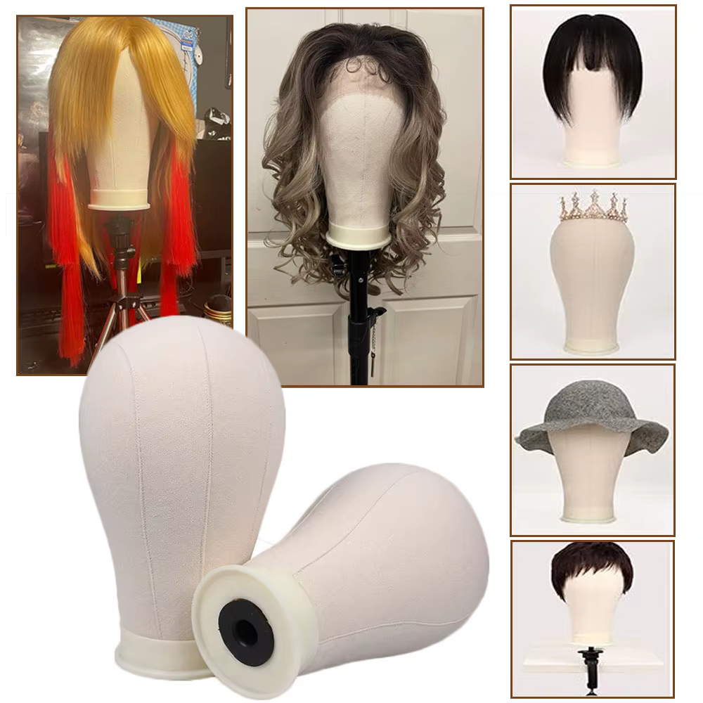Tête de Mannequin de tête de perruque de 21 pouces 23 pouces avec support de perruque, tête de toile