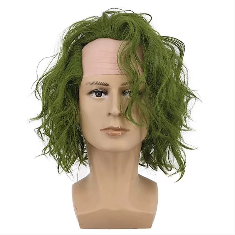 HAIRJOY perruques de Cosplay vertes pour hommes perruques synthétiques perruques de Costume courtes 