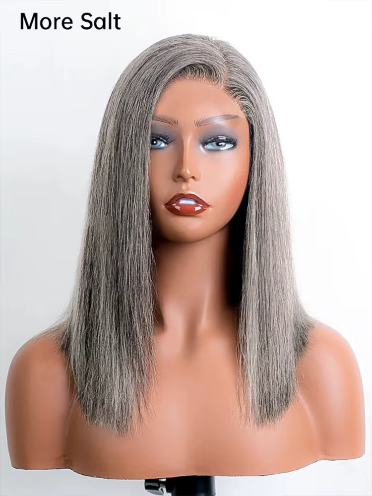 13x4 os droit gris dentelle avant perruques de cheveux humains pour les femmes brésilien sans colle