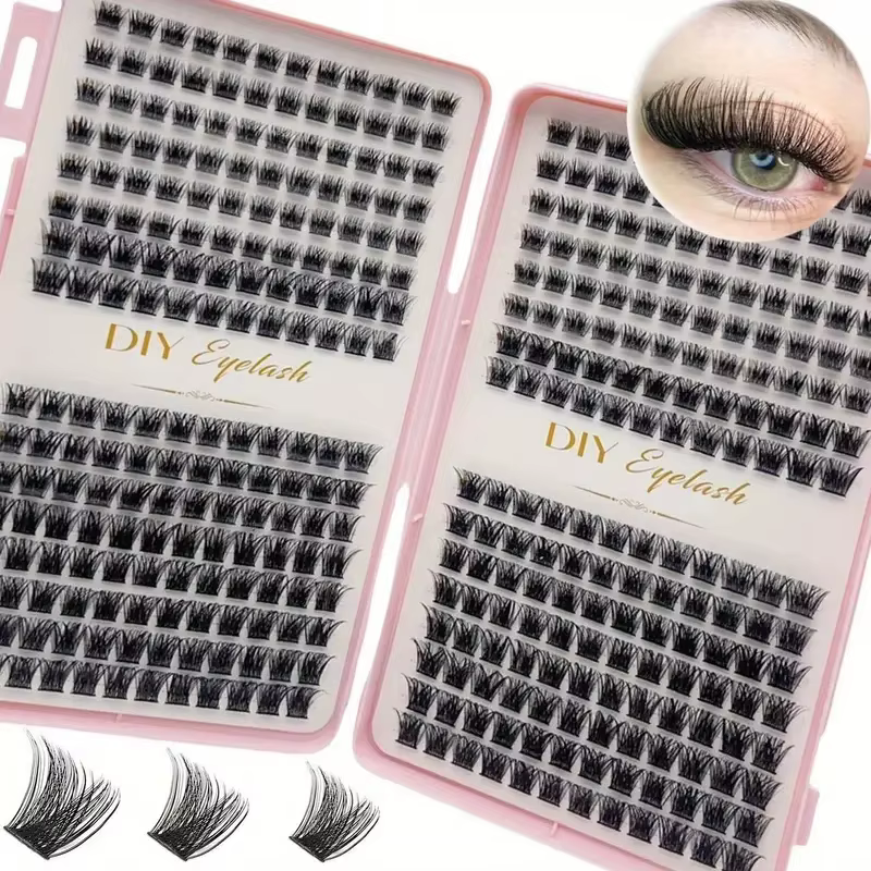 Kit d'extensions de cils 384 pièces, cils individuels, plusieurs longueurs, inodores, faciles à appl