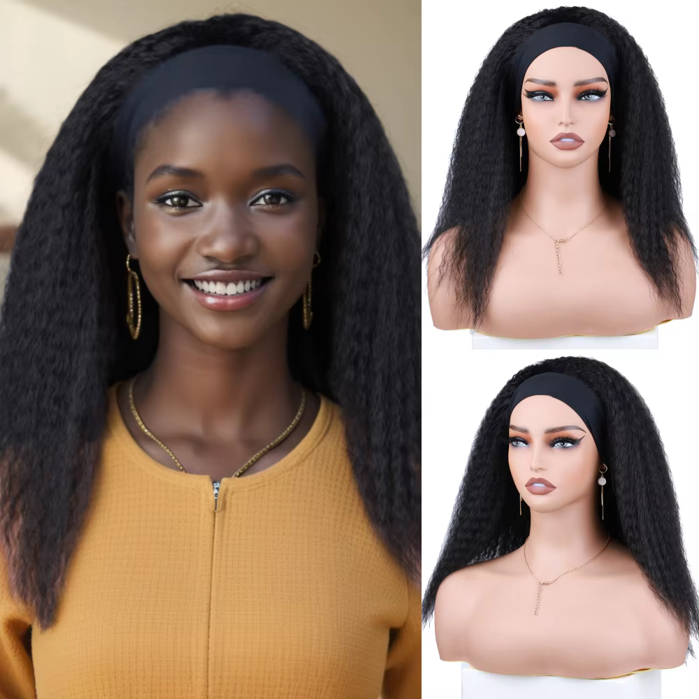 Perruque synthétique courte crépue droite perruque de cheveux synthétiques haute bouffée perruque de