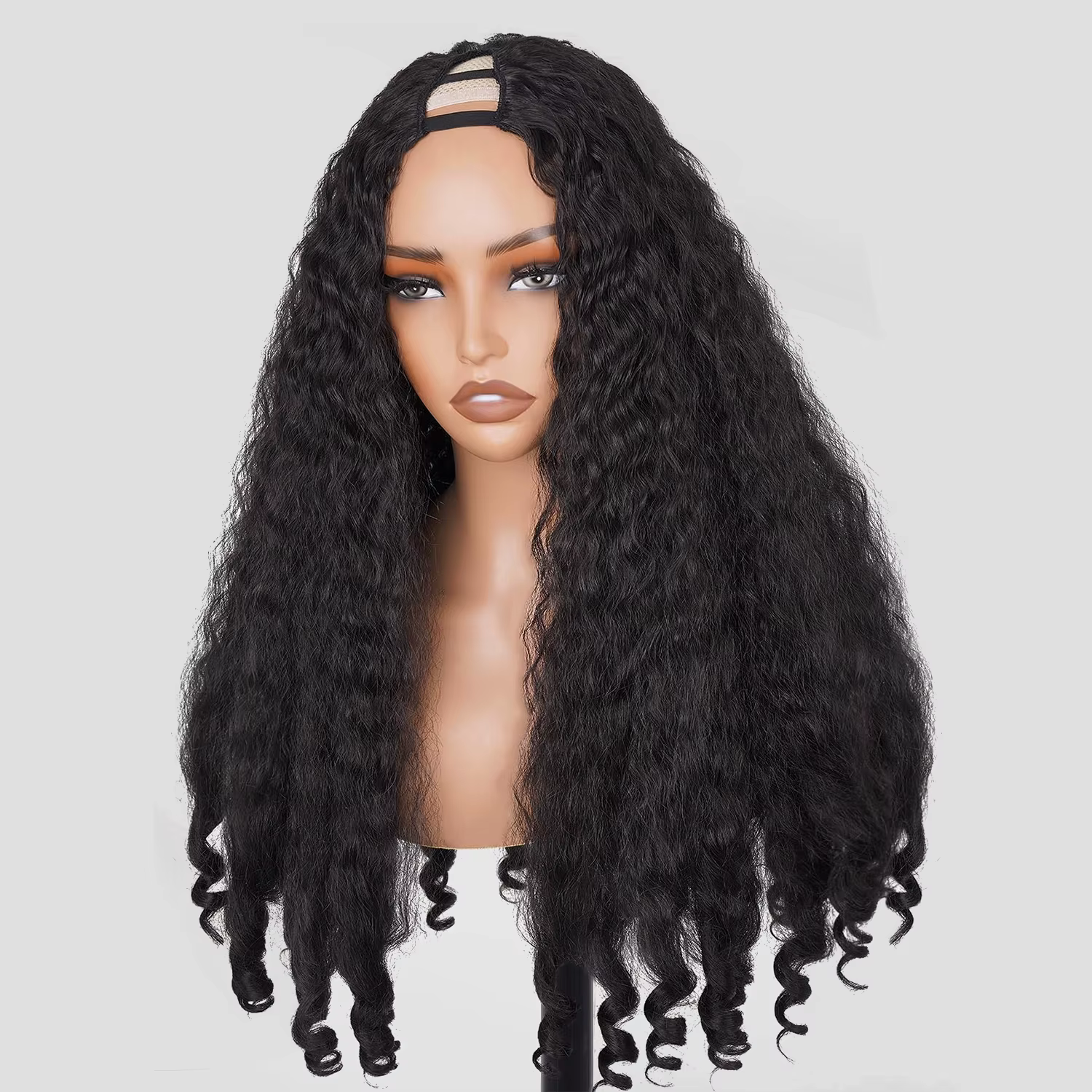Perruque Afro V-Part frisée crépue pour femmes noires, perruque sans colle prête à porter avec des b