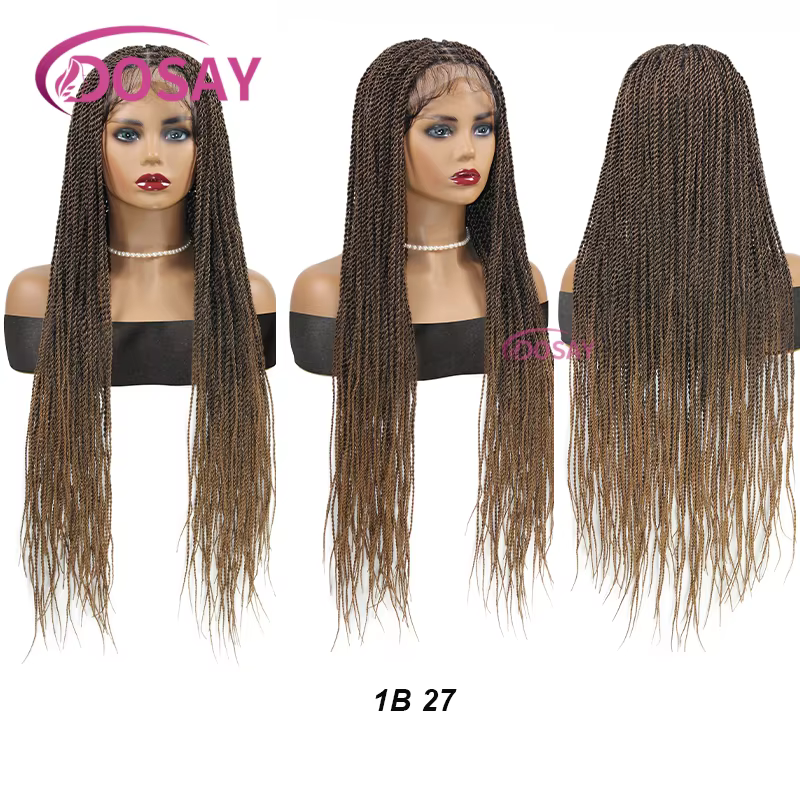 Perruque Lace Front Wig synthétique complète, perruques synthétiques pour femmes, tresses torsadées 