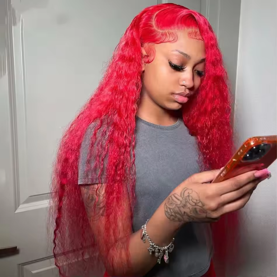 Perruques bouclées profondes rouges en cheveux humains 99J 13x4 13x6, perruque frontale en dentelle