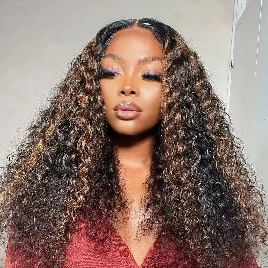 Perruque en cheveux humains sans colle, couleur marron ombré 1B/30, pré-épilée, avec dentelle fronta