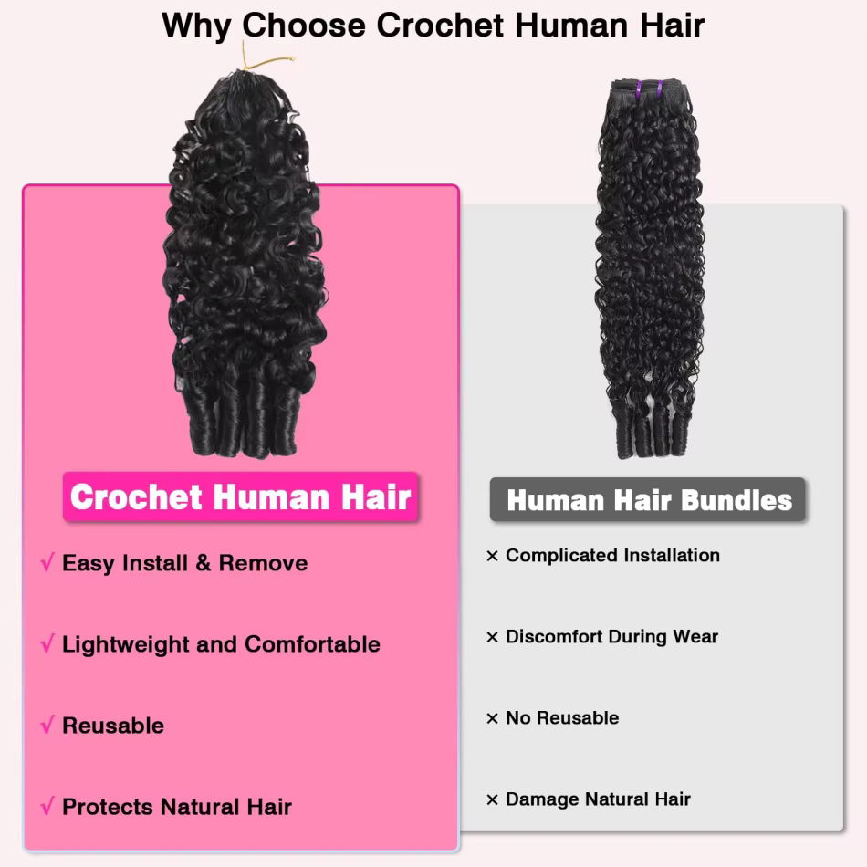 Frolo Classic Burmese Curly Crochet Human Hair Braiding Invisible Burmese Curly Miracle Knots Braid