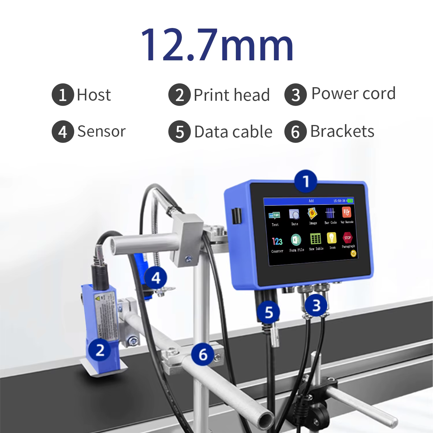 DCODE-Imprimante à jet d'encre industrielle en ligne, 130PLUS, buse avec coque en plastique, QR, cod