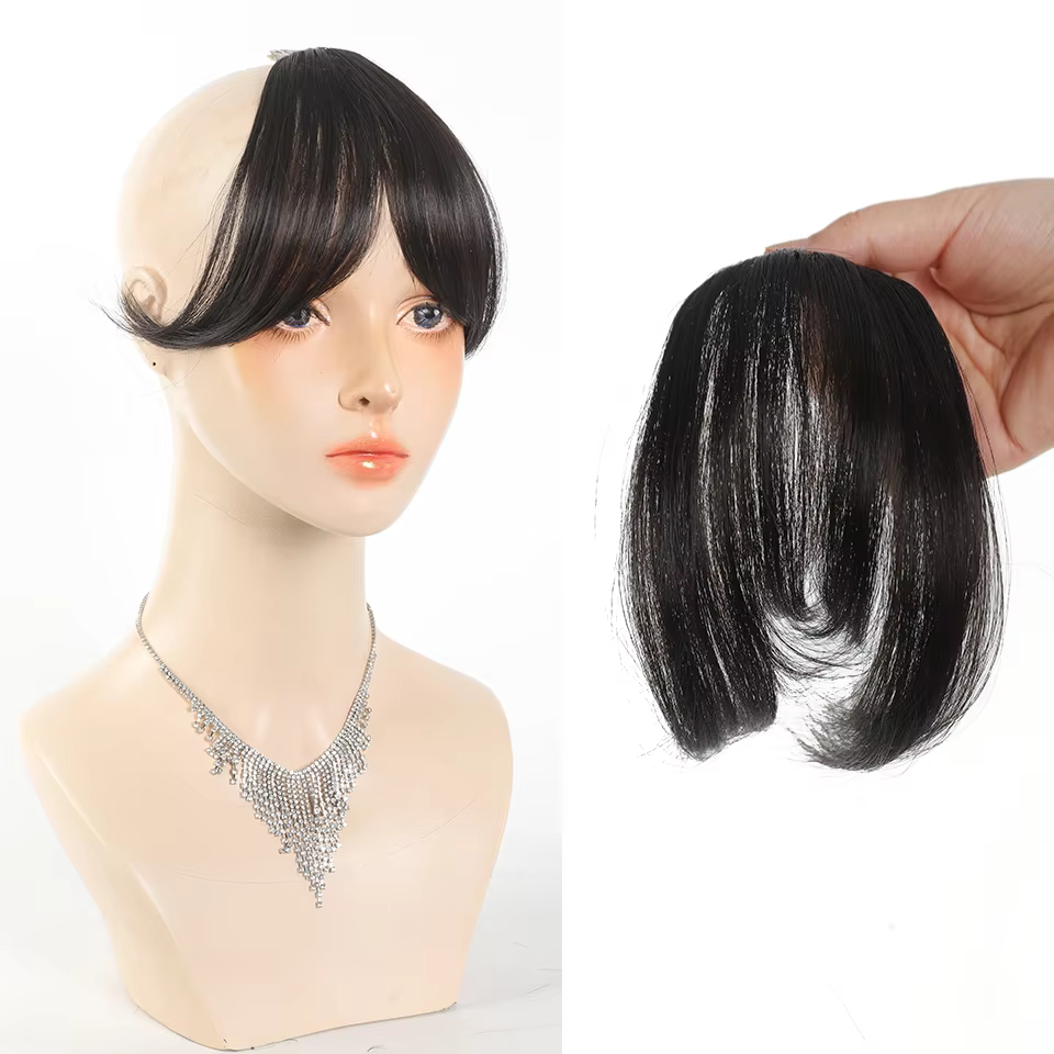 Perruque Synthétique avec Frange Latérale Naturelle pour Femme, Cheveux Pelucheux et Ajoutés