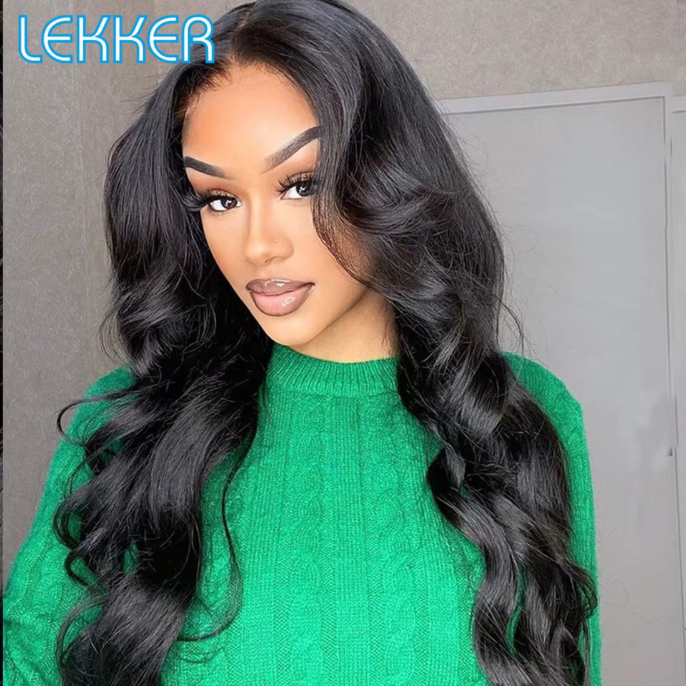 Lekker noir Long ondulé 13x1 T partie dentelle avant 100% perruques de cheveux humains pour les femm