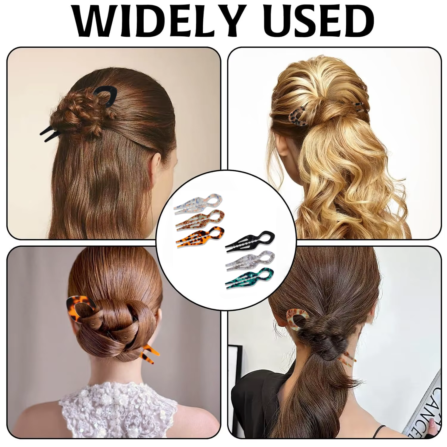 Épingle à cheveux en forme de U en forme de queue de poisson en acrylique, épingle à cheveux torsadé
