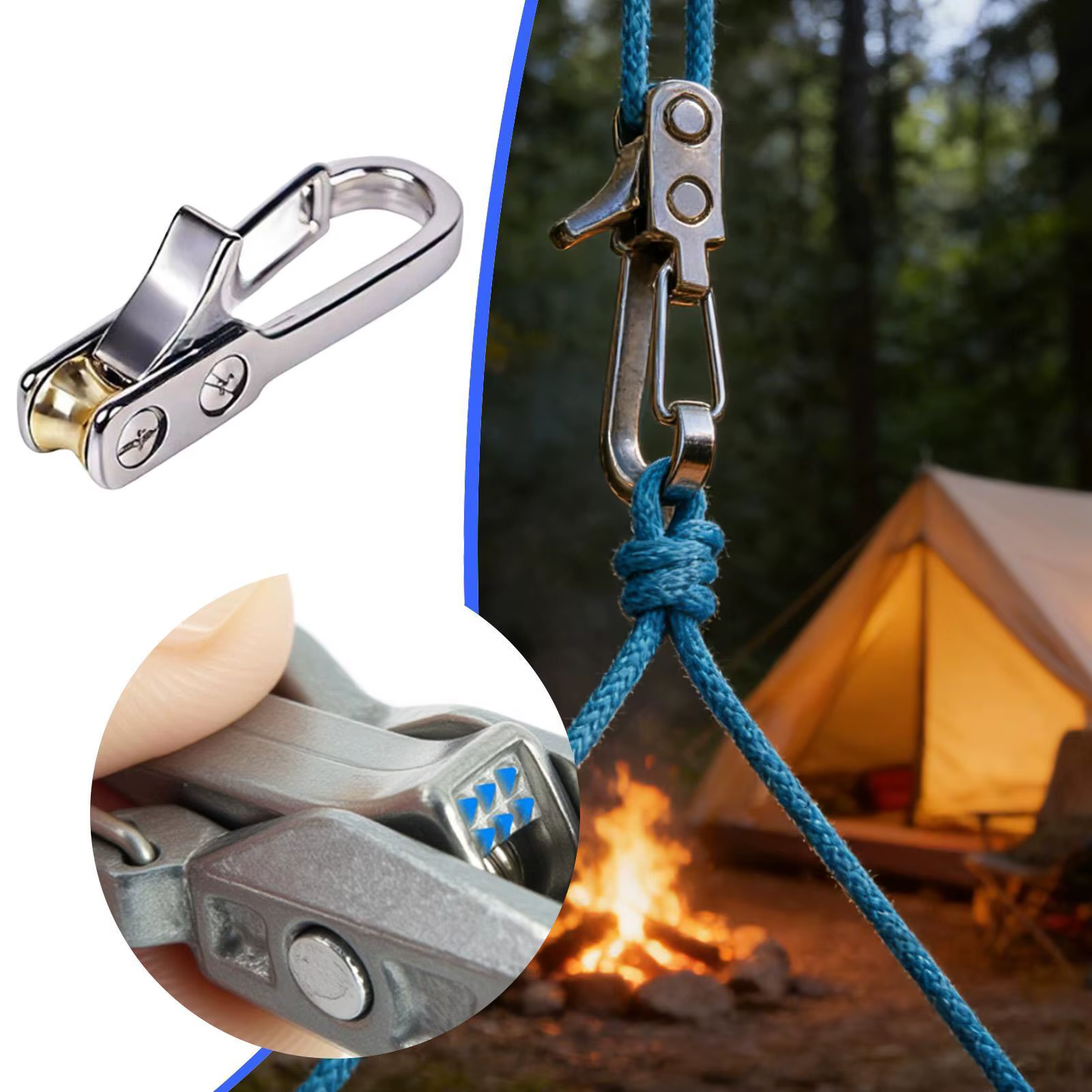 Tendeur de corde extérieur portable pour tente, bateau, usage domestique et corde à linge