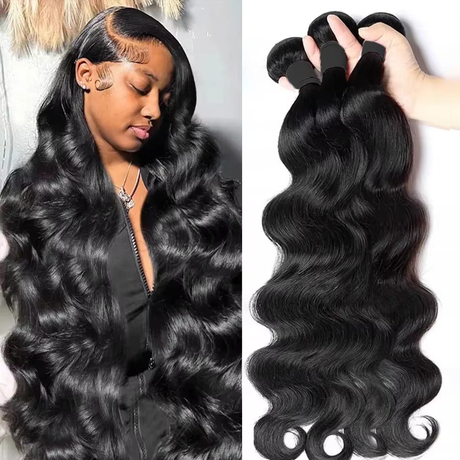 Extensions de cheveux naturels brésiliens vierges, ondulés, 40 pouces, 3 ou 4 paquets, extensions br