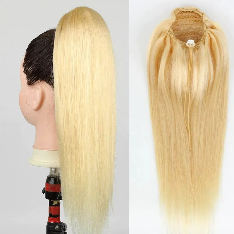 Extension queue de cheval cheveux humains 100G # 613 Blonde Remy cheveux humains queue de cheval lon