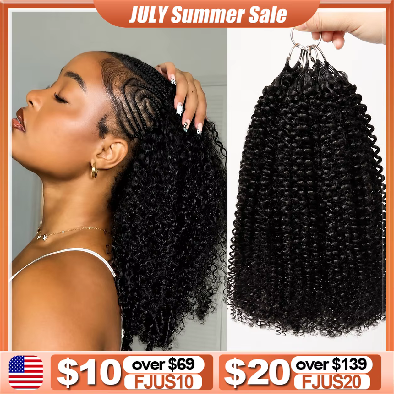 Extensions de cheveux humains crépus bouclés au Crochet perruques bouclées sans nœuds paquets de che