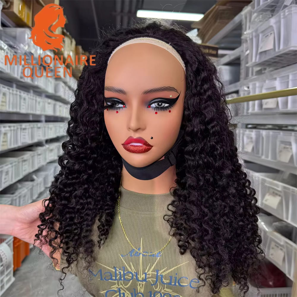 Millionaire Queen birman 3C4A bouclés invisibles demi perruques 100% cheveux humains 3C4A birman bou