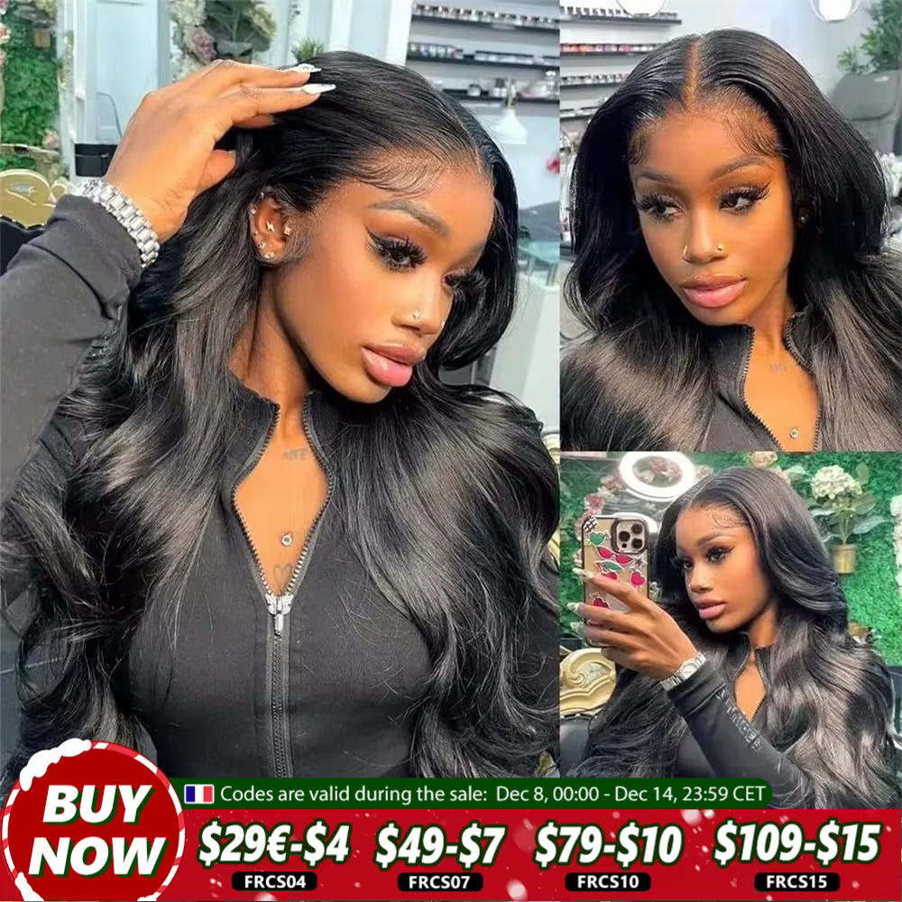 Bling Hair Human Hair Body Wave Wig Brazilian HD Transparent Lace 30 32 Inch 13x4 13x6 360 Front Wig