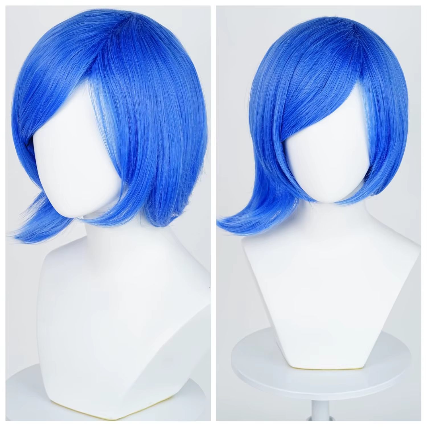 Perruques de tristesse bleues avec montures de lunettes noires, perruque Bob bleue pour filles, Anim