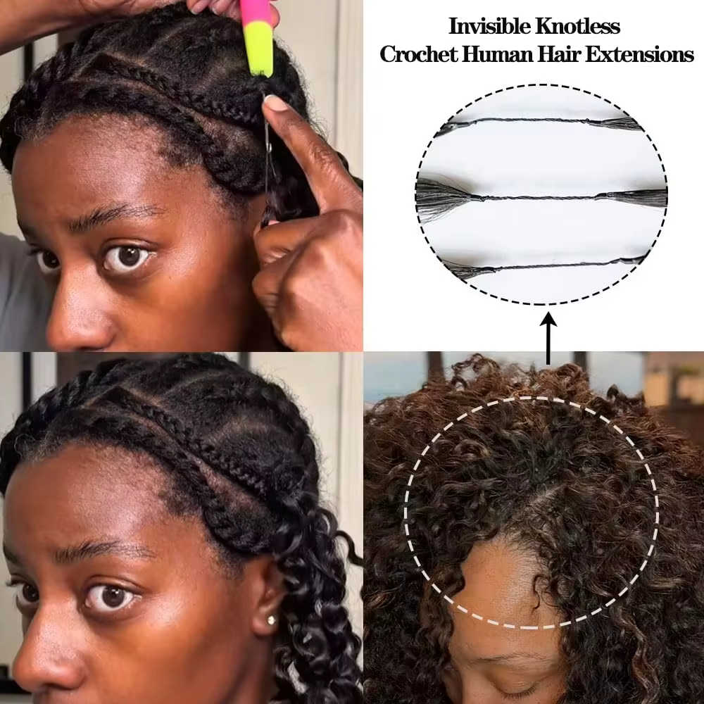 Extensions de cheveux humains bouclés birmanes en crochet, cheveux naturels bruts, ondulations profo