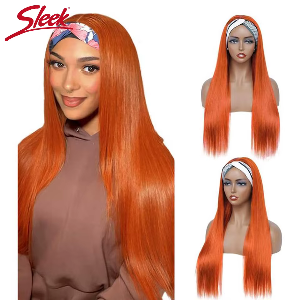 Élégant automne marron 1B/30 bandeau perruque droite perruques de cheveux humains couleur pleine Mac