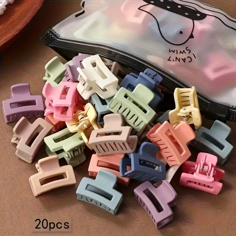 20 pinces à cheveux rectangulaires mates - Petites pinces à cheveux colorées pour femmes, maintien s