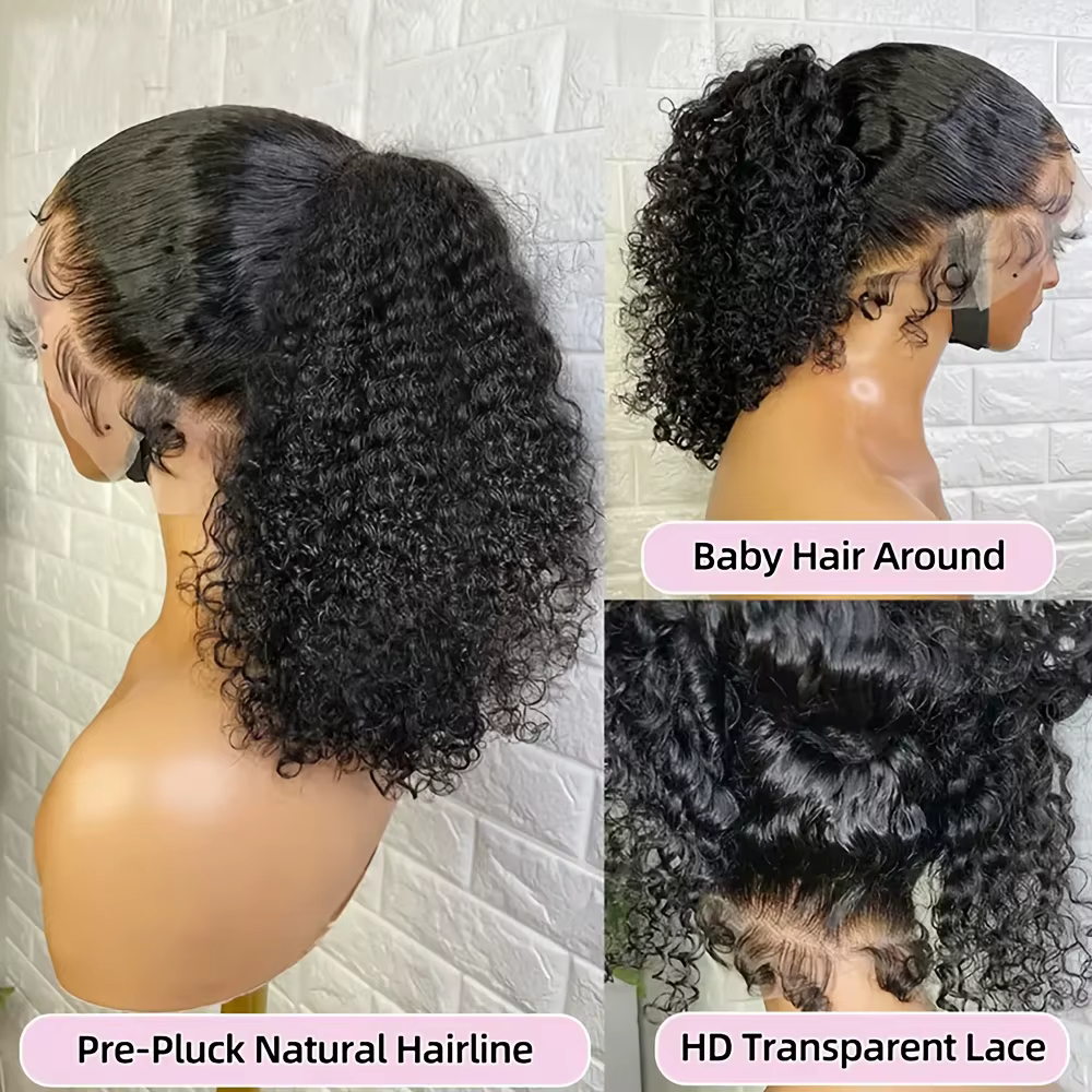 Perruques bouclées en cheveux humains Lafino Invisi Strap Deep Curly Wave 360 Full HD Lace Front, Pe
