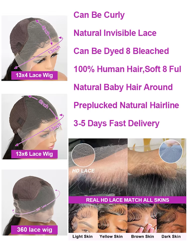 Perruques de cheveux humains avant de dentelle libre vague profonde 13x4 360 30 40 pouces vague natu