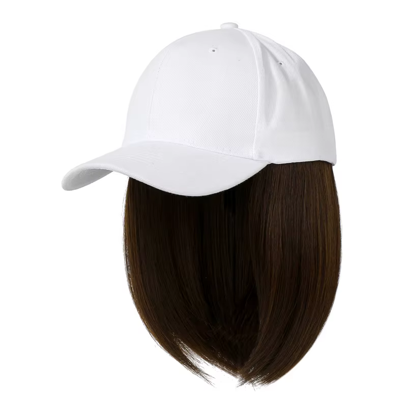Perruque synthétique à visière pour femme, couvre-chef connecté, extensions de cheveux, chapeau tend