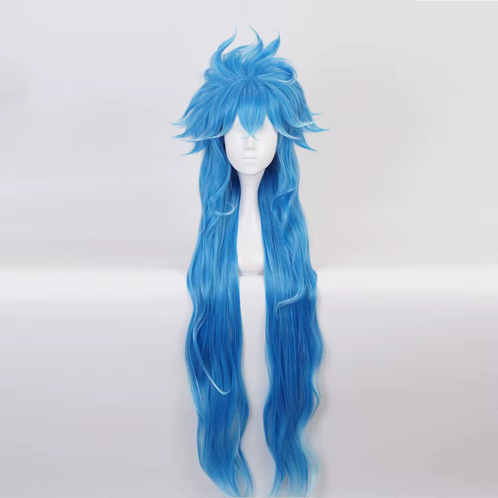 Perruques Anime ignihyde bleues, style Twisted Wonderland, pour cosplay et jeux de rôle, avec frange
