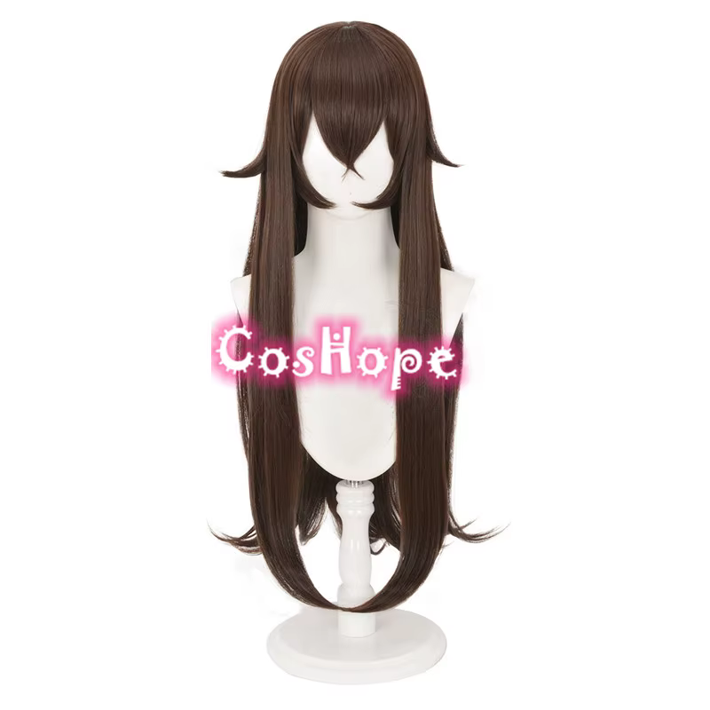 Perruque de Cosplay Synthétique Ambre, Longue Droite, Marron, 80cm, Anime, Degré de Chaleur