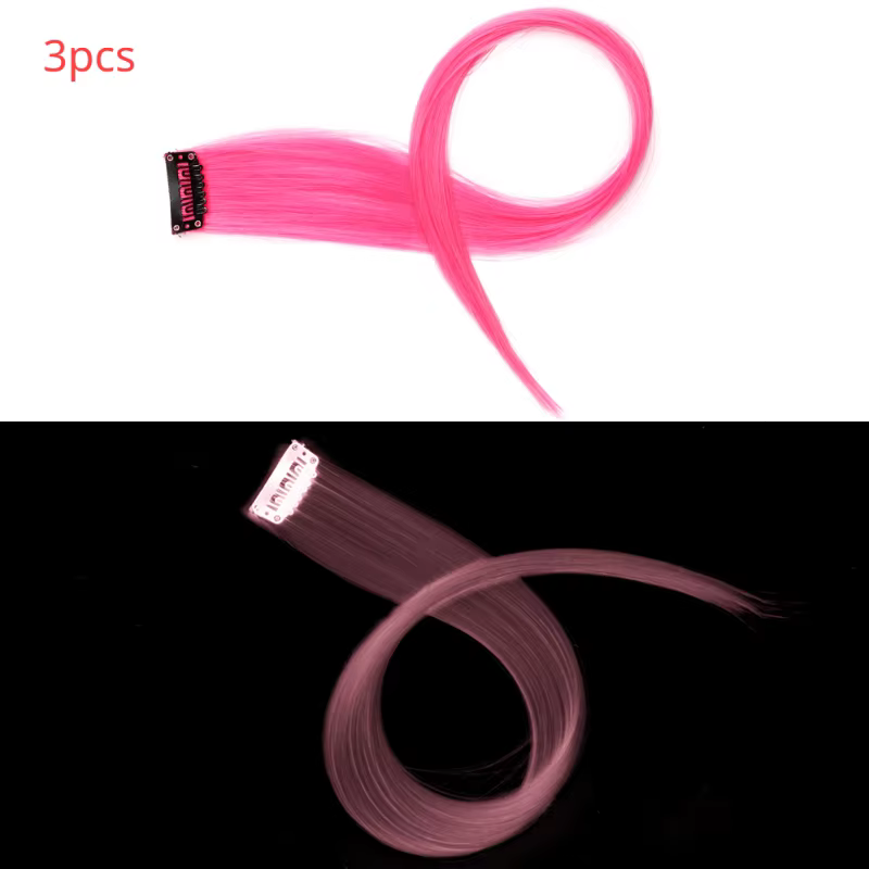 Extension capillaire synthétique lumineuse colorée néon, une pièce brillante, accessoire décoratif p