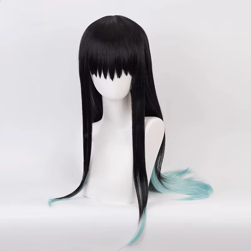 Perruque de Cosplay synthétique Anime Tokitou Muichirou, perruque Muichiro Tokito résistante à la ch