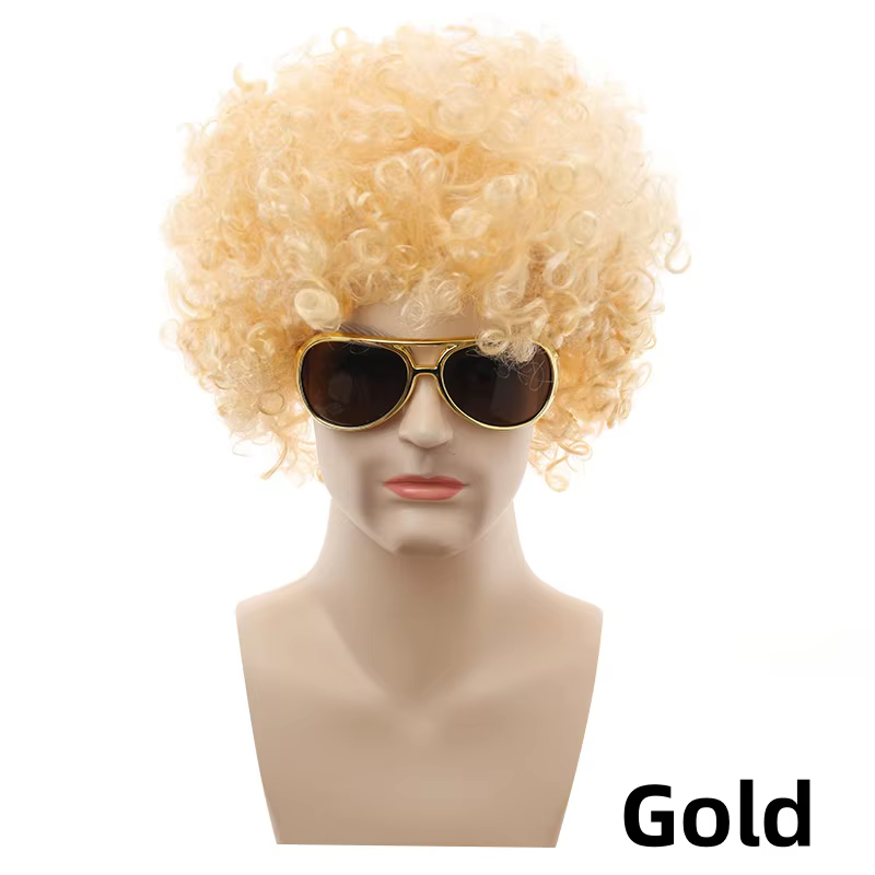 Perruques synthétiques pour hommes et femmes, cheveux courts bouclés et volumineux, accessoires de t