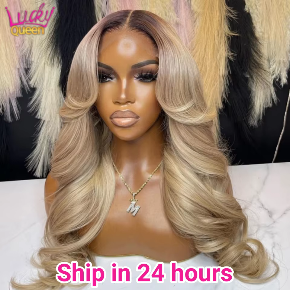 13X6 Ombre Blonde couleur frontale perruque cheveux humains pour les femmes Transparent 13X6 dentell