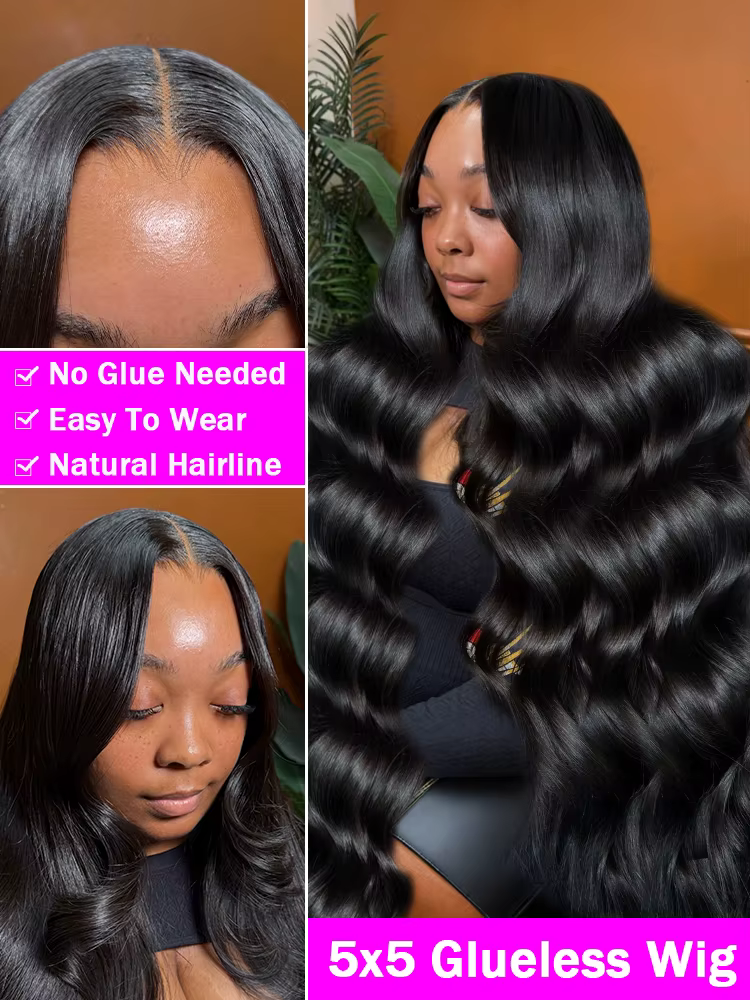 Perruques en cheveux humains ondulés, prêtes à porter sans colle, avec closure en dentelle HD 5x5 et