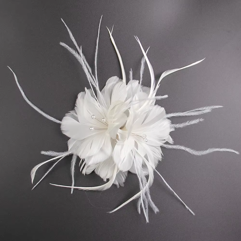 Pinces à Cheveux en Plumes Blanches Faites à la Main, Accessoires de Mode, Pièce de Sauna pour Maria